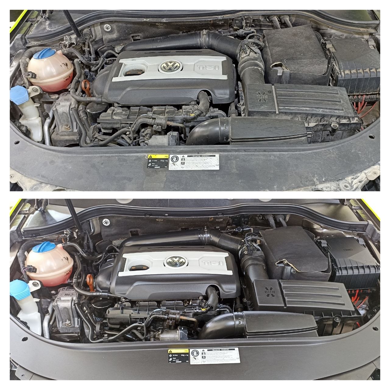 Химчистка подкапота VW TSI — результат крупно