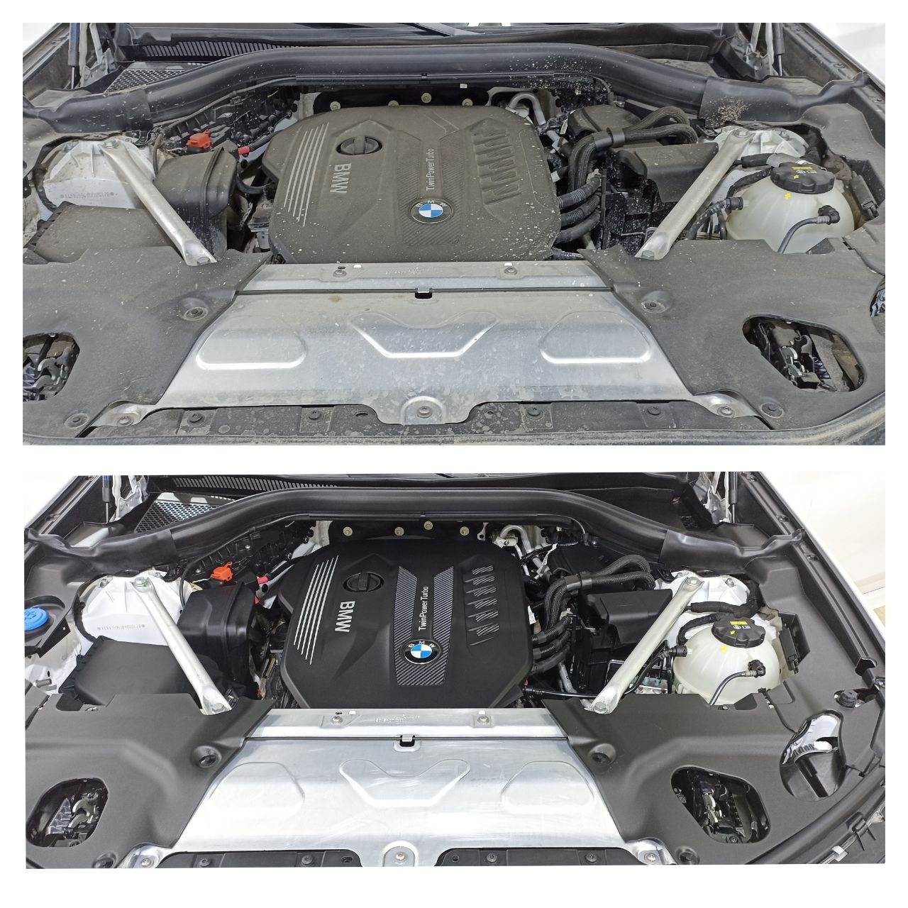 Химчистка моторного отсека BMW — до и после